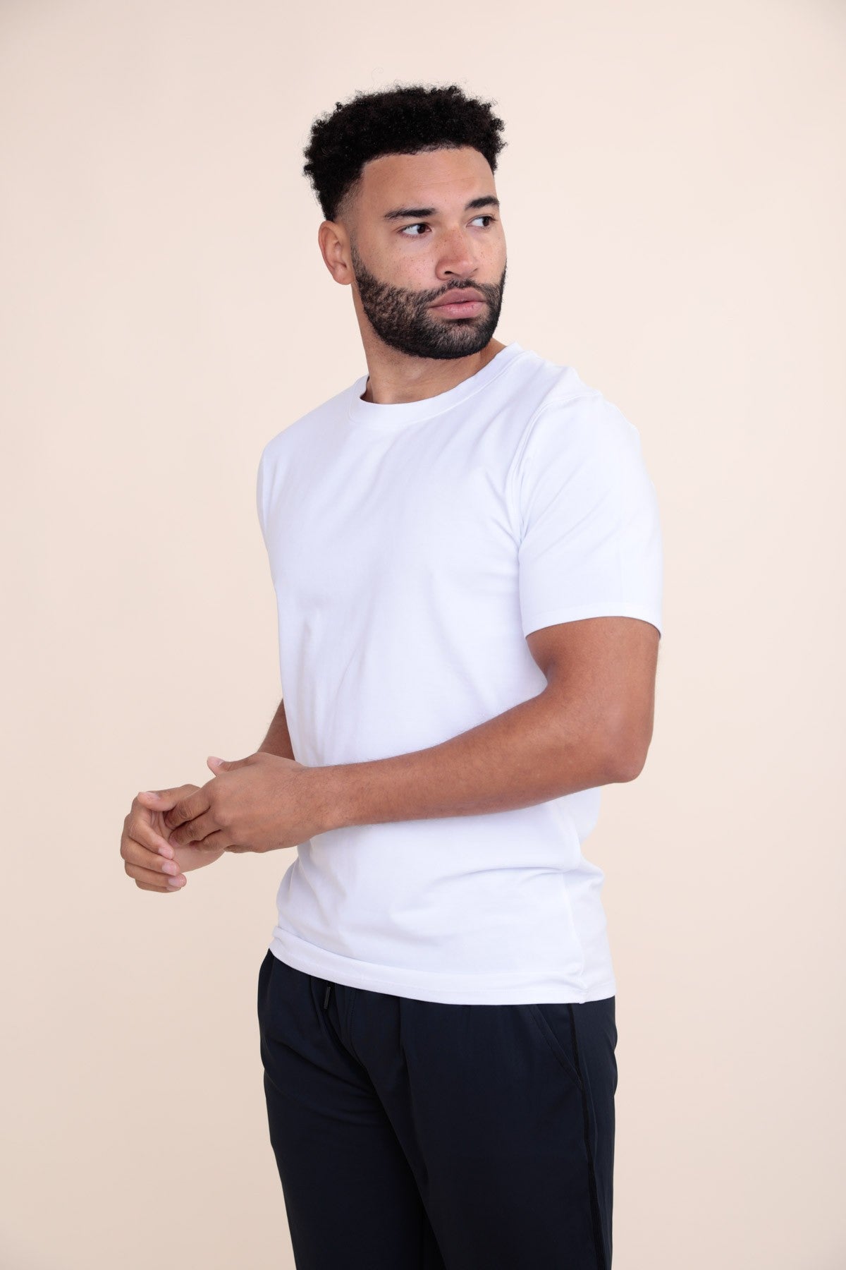Cool Touch Cotton Blend Crewneck Essential Active Shirt - White