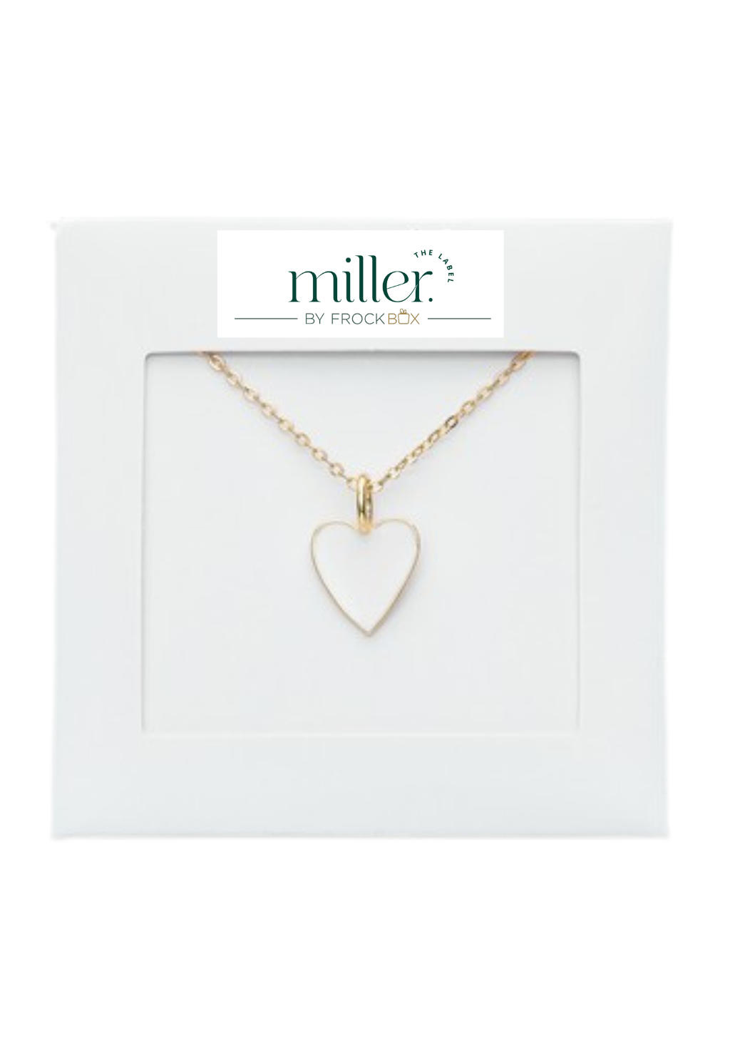 White Heart Necklace in Gold