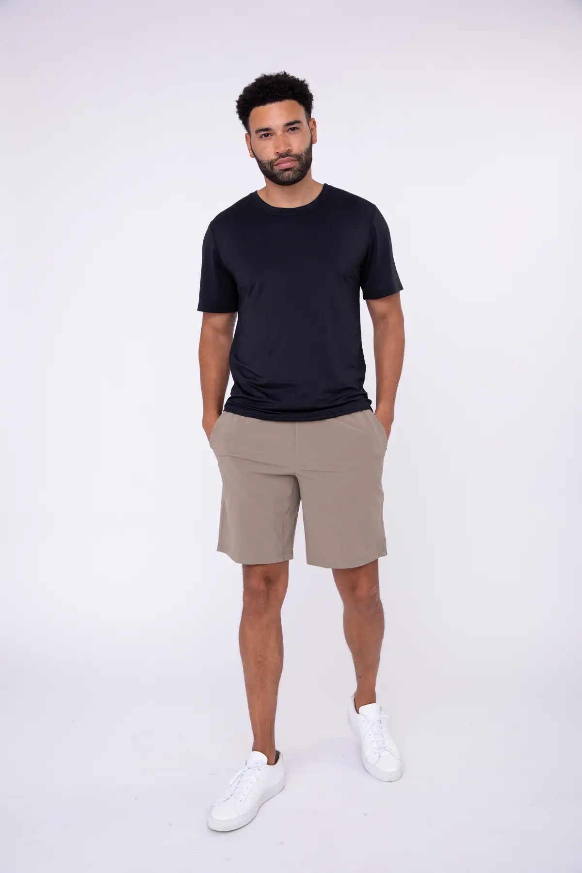 Drawstring Shorts with Pockets - Dark Wood