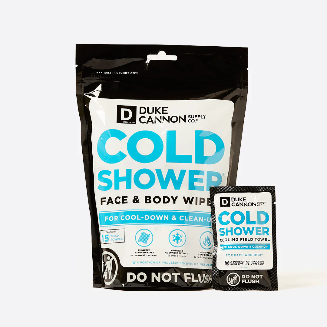 Duke Cannon Cold Shower Face & Body Wipes - 15 Wipes