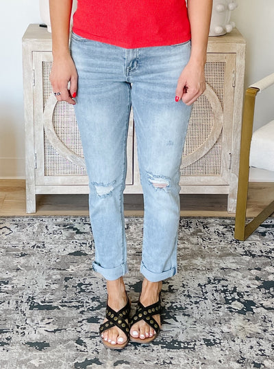 EnJean Relaxed Fit Cuffed Jeans in Light Blue