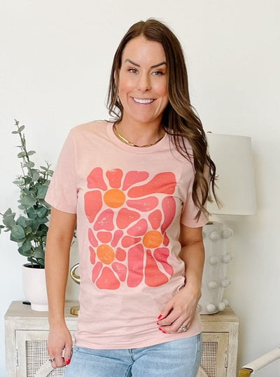 Destruct Floral Spring Graphic Tee in Heather Peach