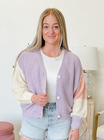 Cotton Candy Sky Cardigan in Lavender