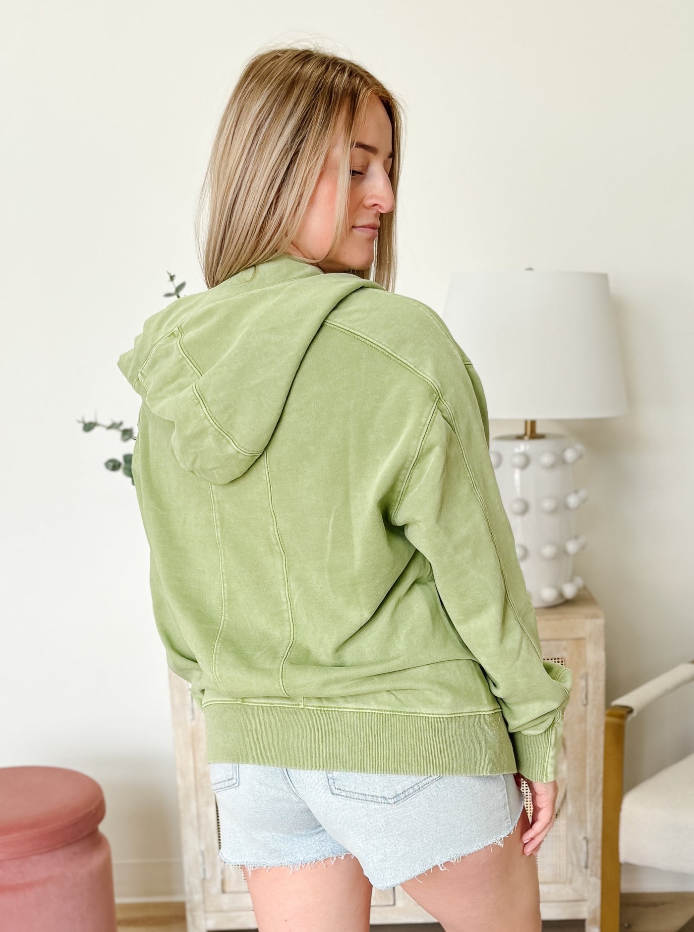 Vintage Washed Oversized Hoodie in Green