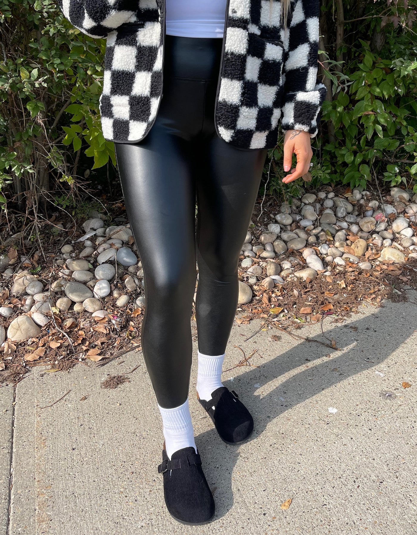 High Rise Faux Leather Leggings in Black