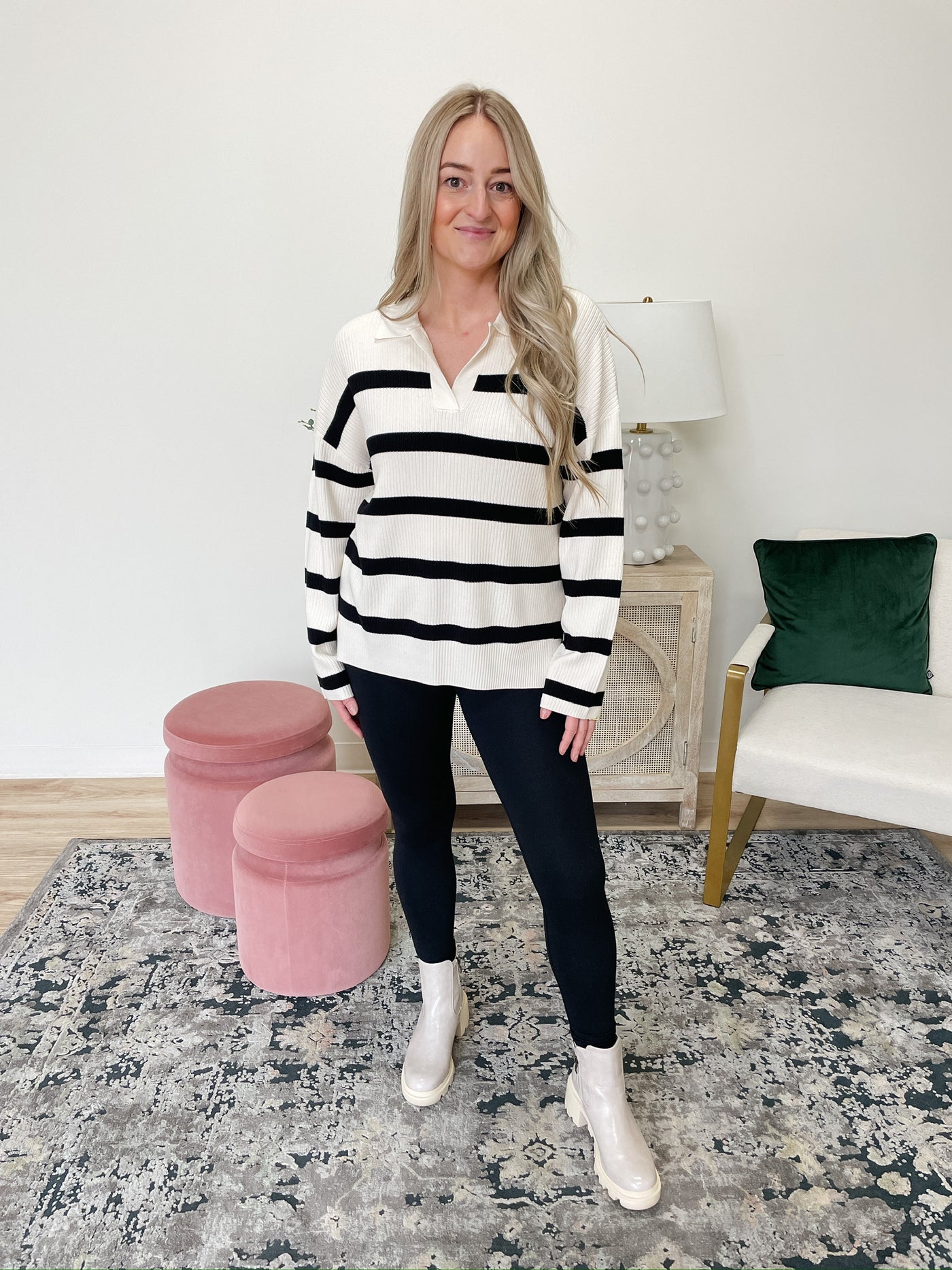 ORB Mandy Striped Polo Sweater