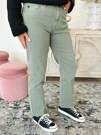 KanCan Ultra High RIse 90's Straight Leg Jeans in Olive