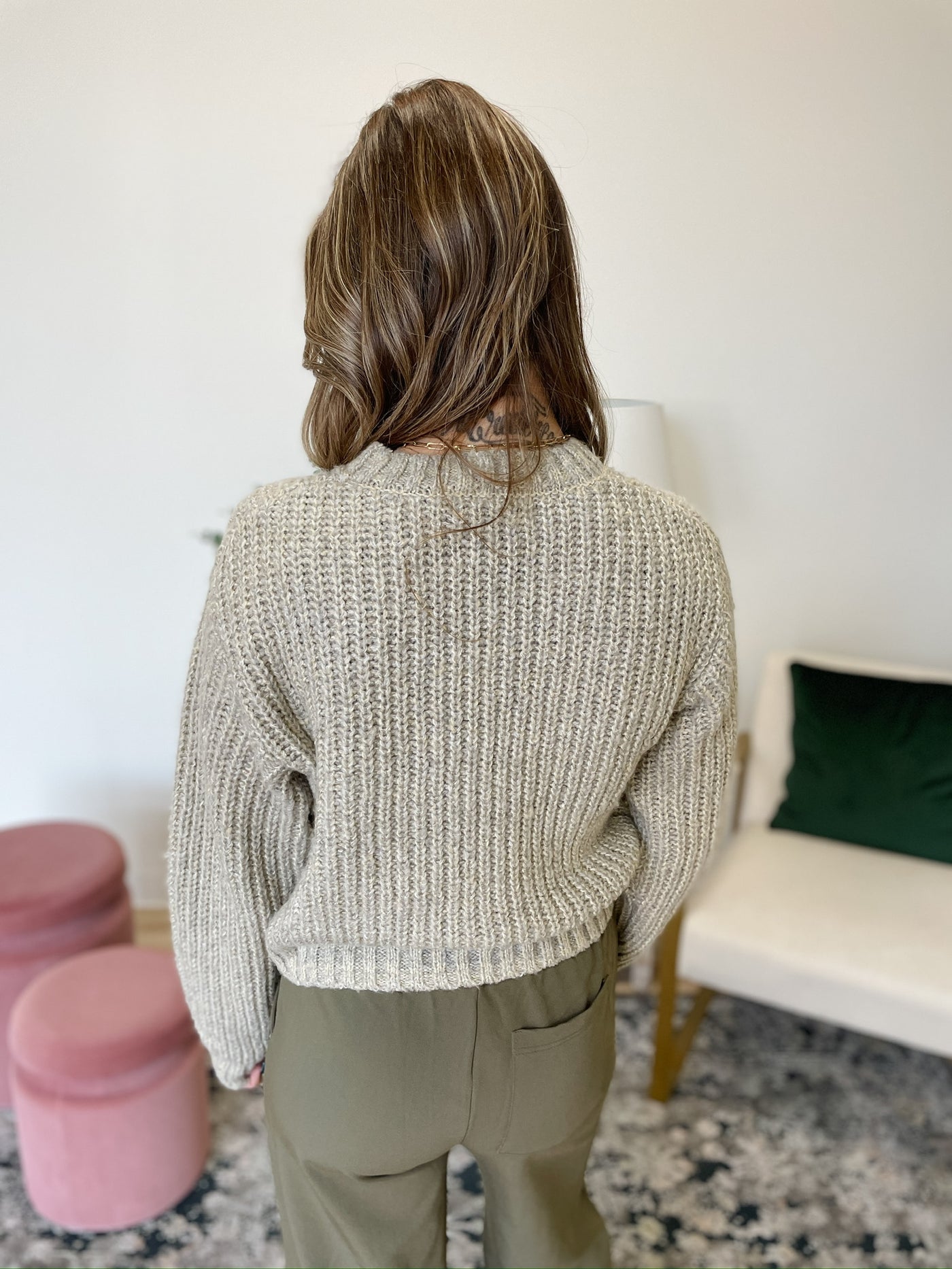 ORB Mia Pointelle Pullover Sweater in Cloud