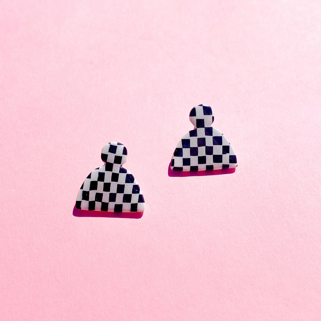 Checkerboard Mini Stud Earrings