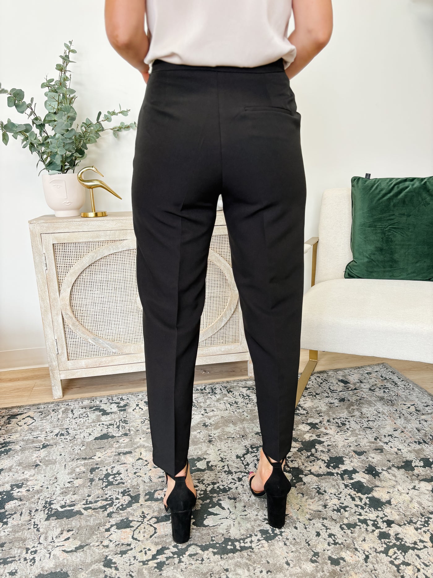 DEX High Waist Pintuck Pant With Front Seam in Black