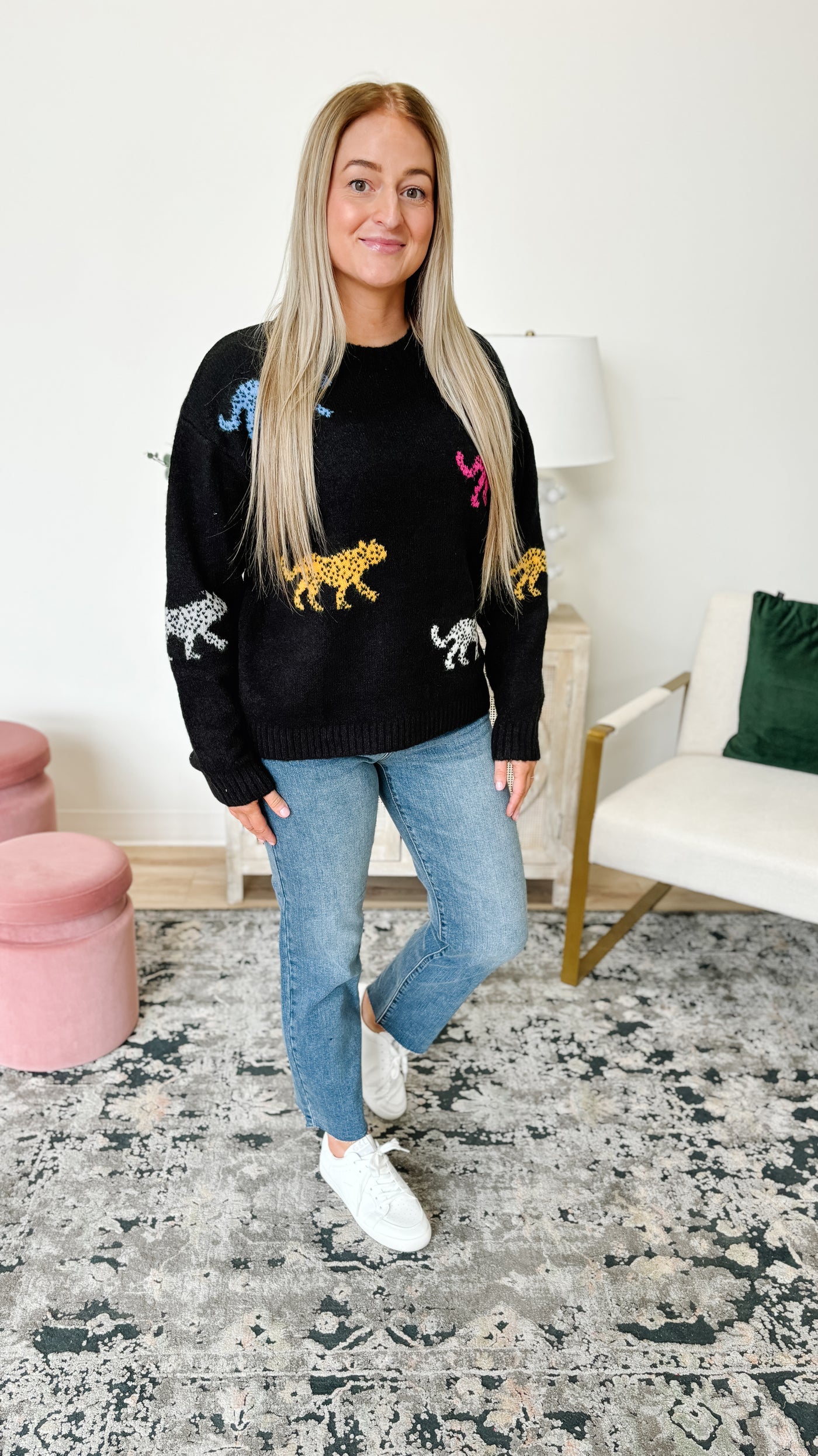 Animal Print Knit Sweater