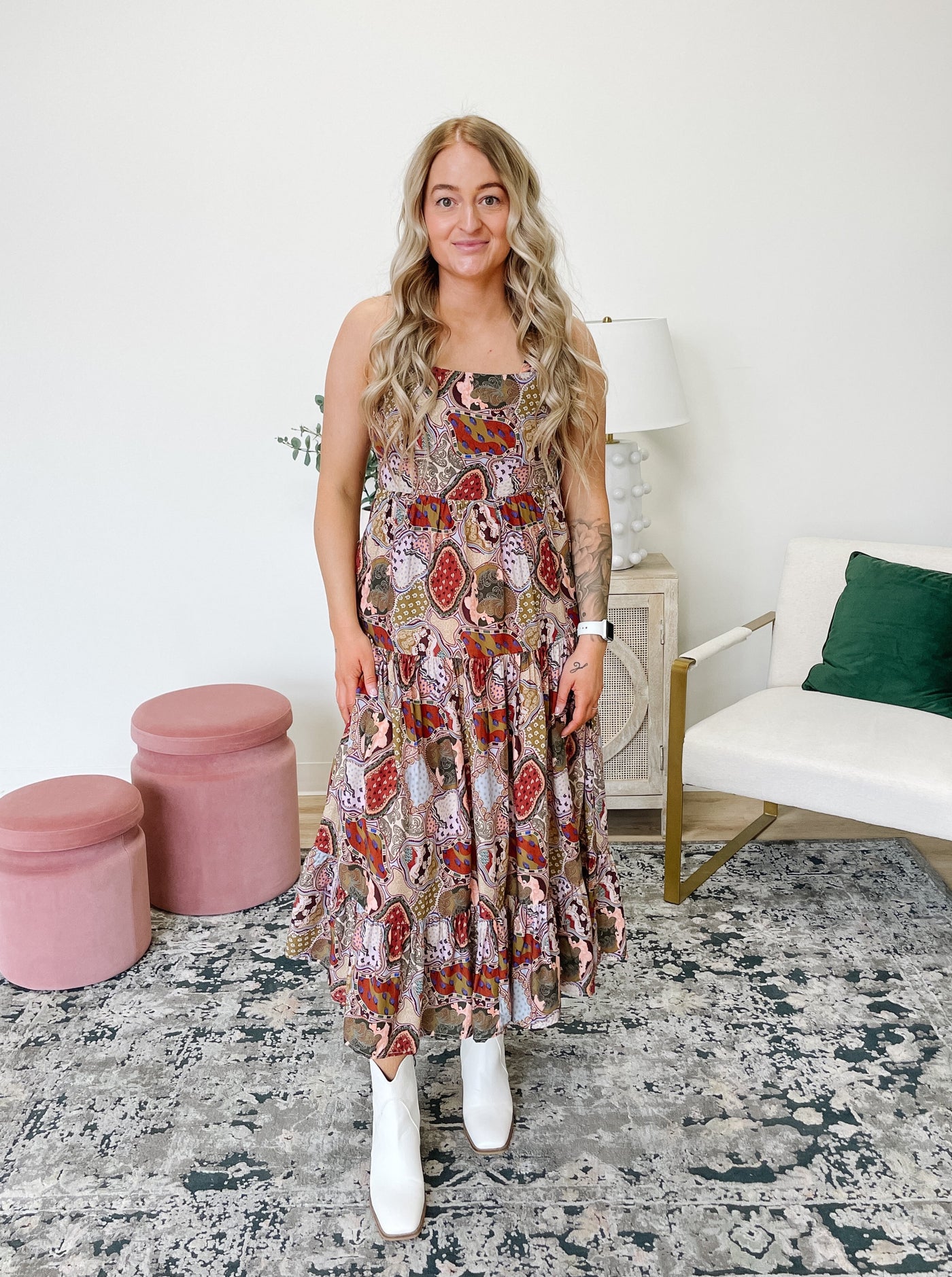 DEX Tiered Maxi Dress in Paisley