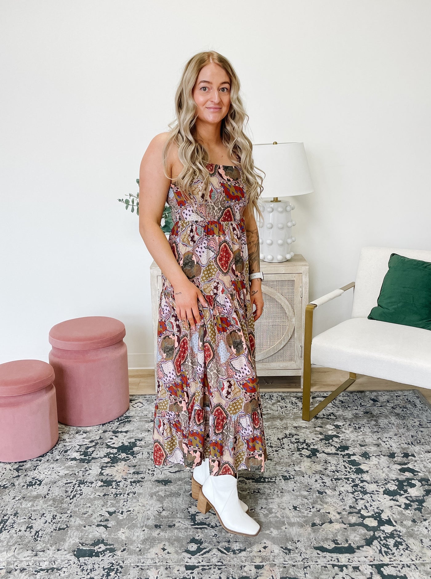 DEX Tiered Maxi Dress in Paisley