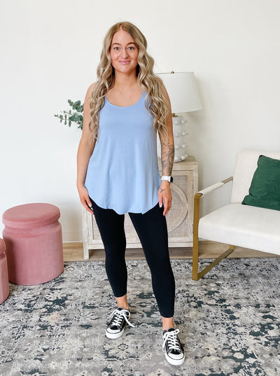 The Basic Round Neck Tank in Spring Blue