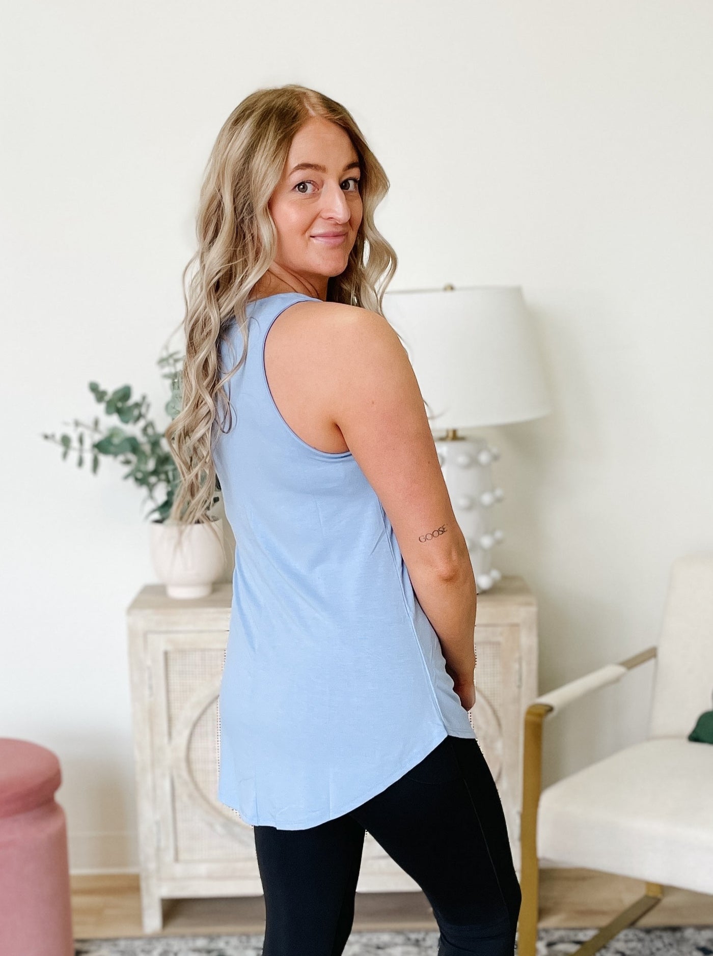 The Basic Round Neck Tank in Spring Blue