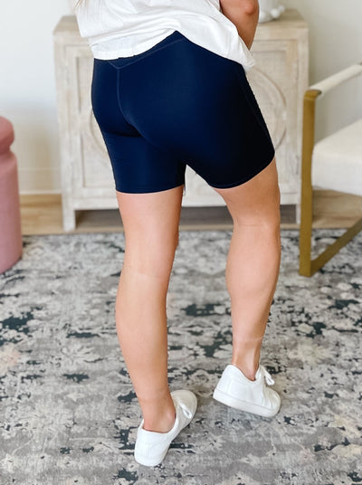 Athletic High Rise Biker Shorts in Navy