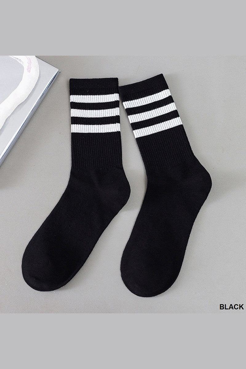 Striped Sport Socks in Black