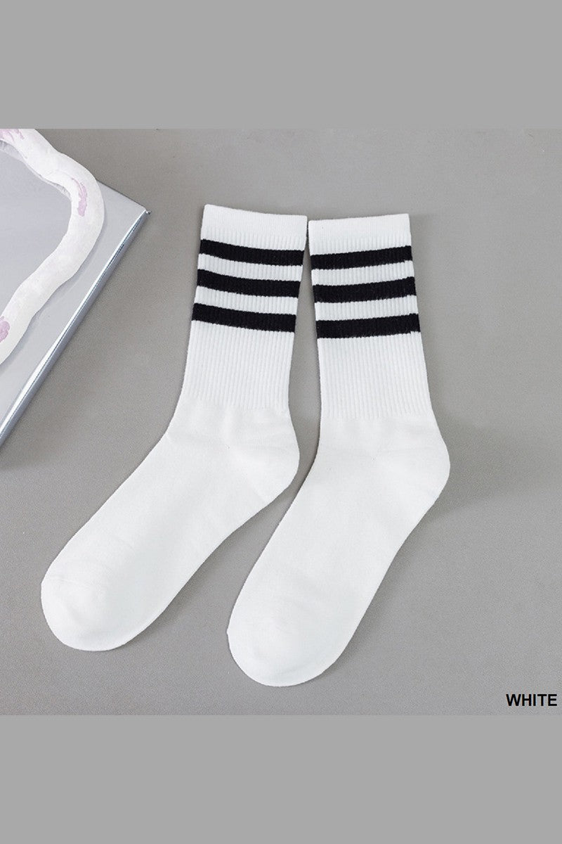 Striped Sports Socks in White